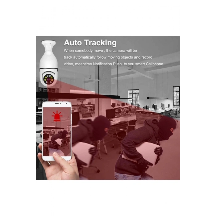 Wifi 360 Panoramik Ampul Kamera Güvenlik Kamerası Çift Wifi 360 Derece Gece Görüşlü