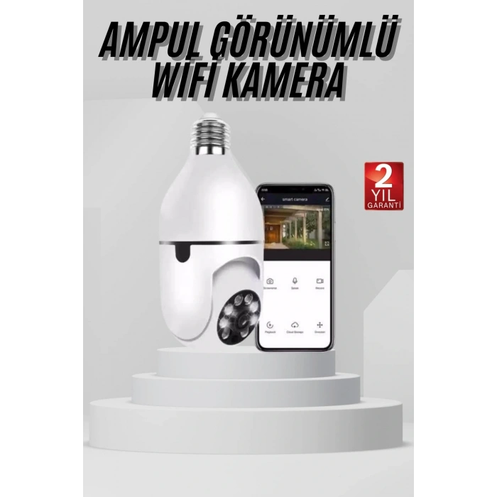 Wifi Güvenlik Kamerası 360 Derece Dönebilen Harekete Duyarlı Gece Görüşlü Ampul