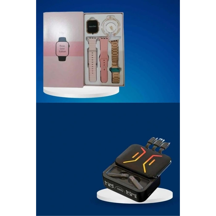 Wireless Şarjlı Akıllı Saat ve Dijital Göstergeli Kablosuz Bluetooth Kulaklık Nabız Ölçer