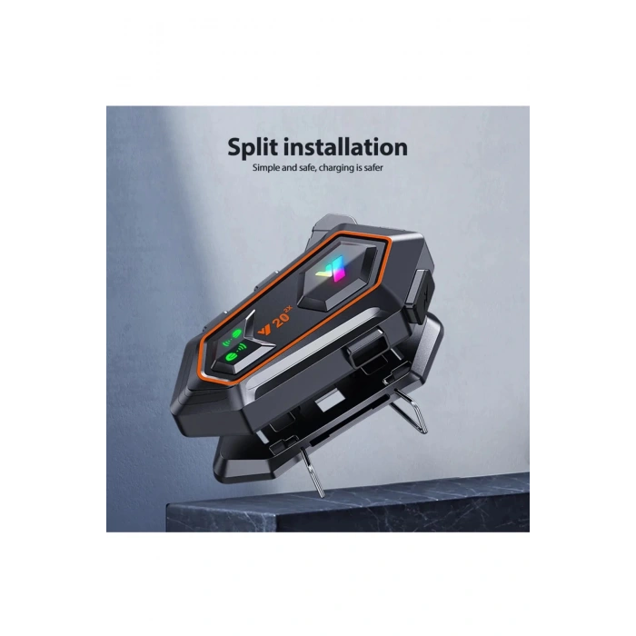 Y20 2x 1000m Telsiz Mesafeli 2 Kişi Bağlantılı Bluetooth Kask Kulaklık Fenerli İntercom