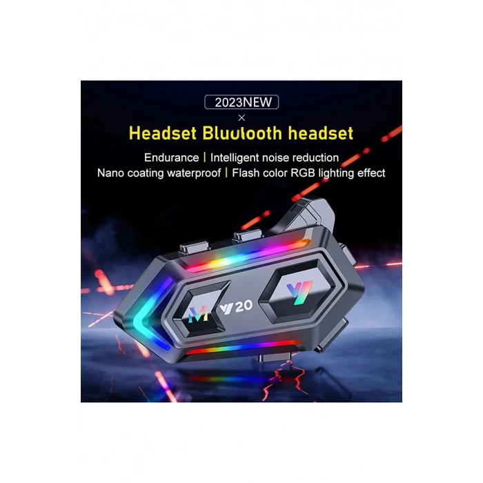 Y20 Motor Kurye Kask Kulaklık Rgb Modlu Bluetooth Motosiklet Kulaklık 5.3 Bluetooth Interkom