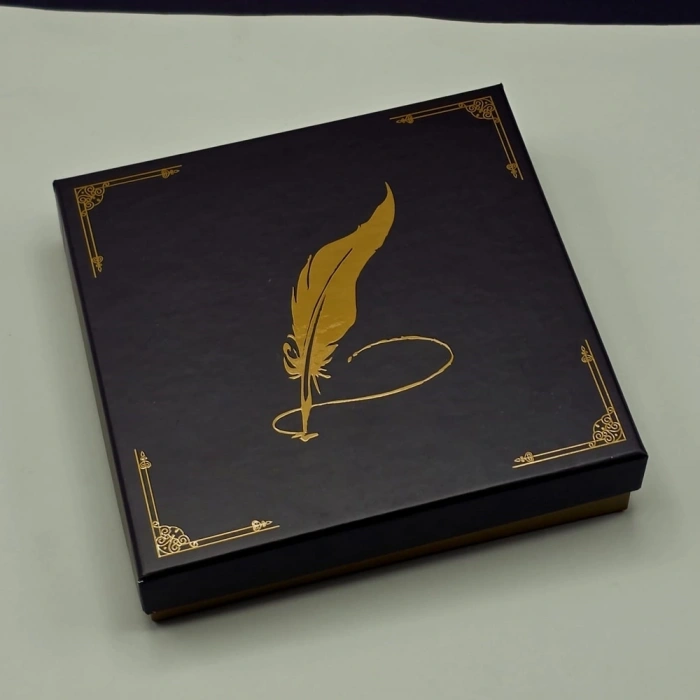 Yaprak Desenli Mor Deri Defter Ve Metal Roller Kalem Seti