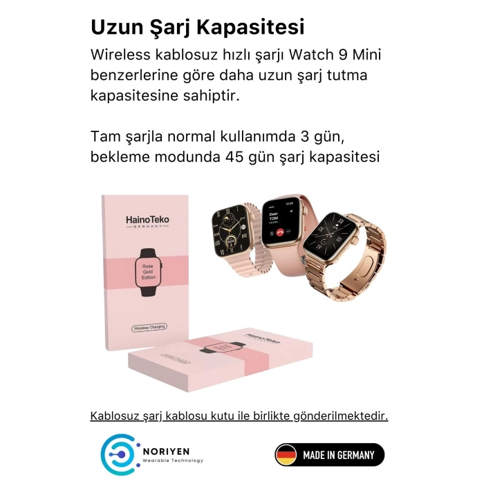 Yeni Nesil 3 Kordonlu Kadın Akıllı Saat Spor Ve Sağlık Sensörlü Watch 9 Series Tasarım Saat Pembe