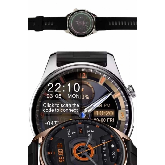 Yeni Nesil Akıllı Saat Çift Kordonlu 1.5 Inç Yuvarlak Ekran GPS ve NFC Uyumlu