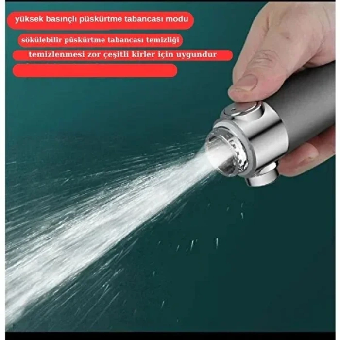 Yeni Nesil Çok Masajlı Fonksiyonlu Ayarlanabilir Arıtmalı Krom Kaplı Duş Başlığı El Duşu (5047)