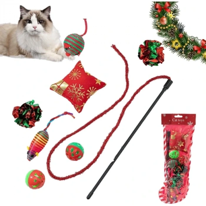 Yılbaşı Konseptli Kedi Oyuncak Seti
