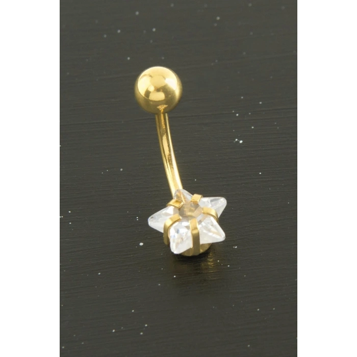 Yıldız Zirkon Taşlı Çelik Piercing 1 Adet