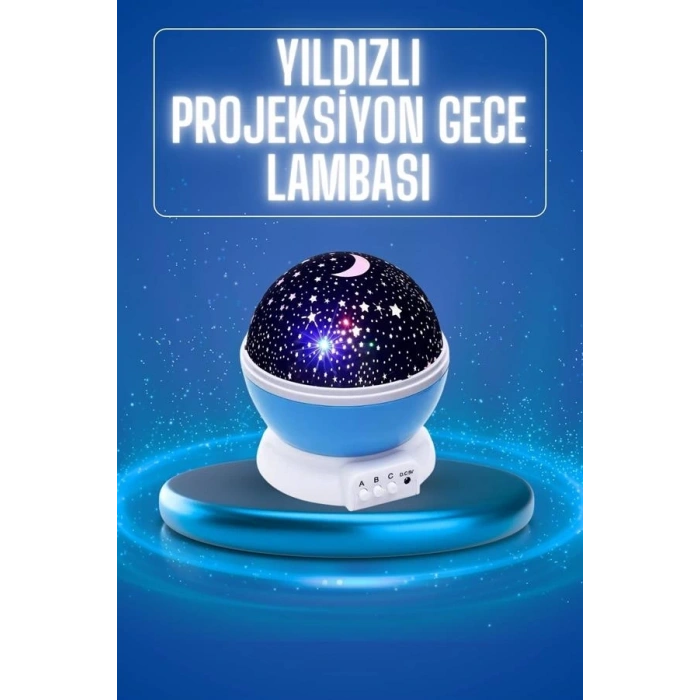 Yıldızlı Gece Lambası Mor Projeksiyon Görünümlü Masa Lambası Renk Değiştirebilen