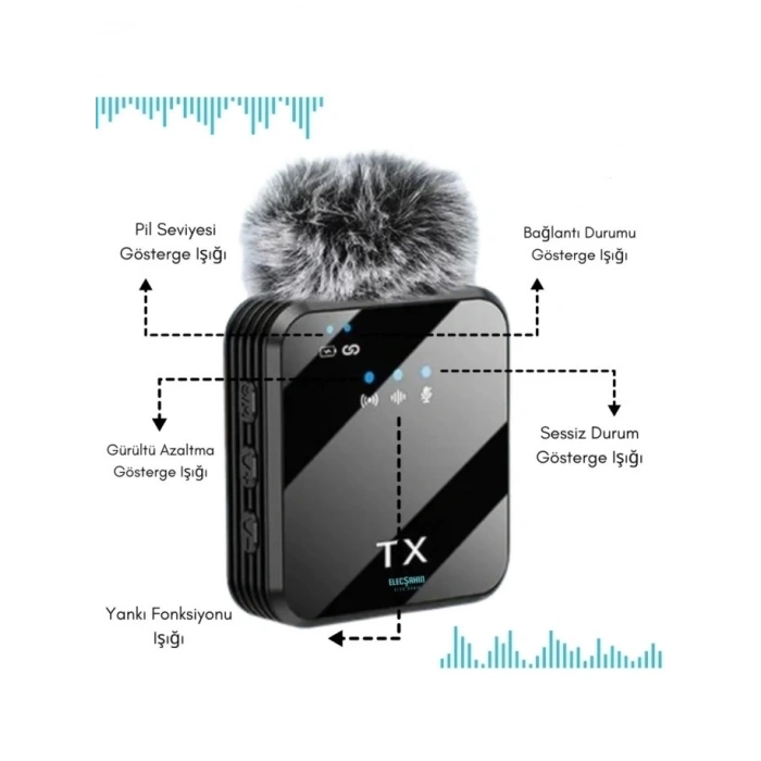 Yüksek Kalite Profesyonel 3 In 1 Kablosuz Taşınabilir Yaka Mikrofonu Tüylü