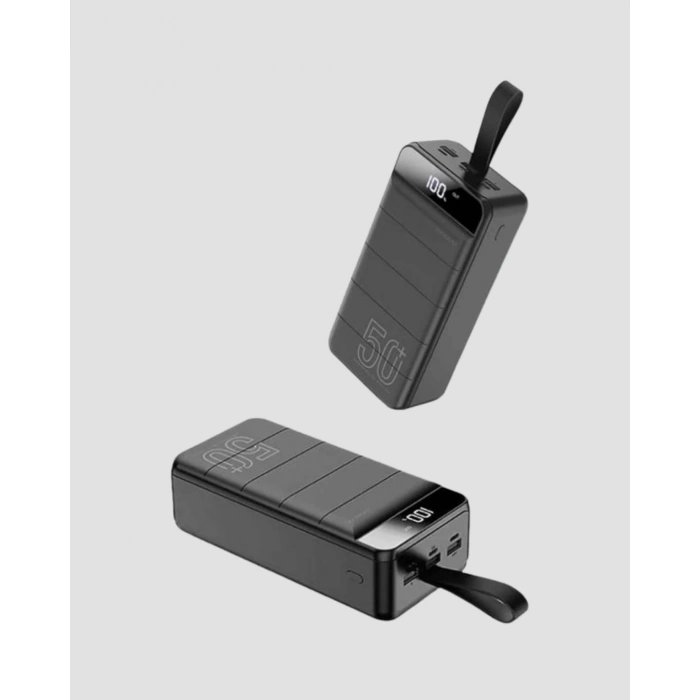 Yüksek Kapasiteli 50.000 mAh Powerbank – Type-C, Lightning ve Micro USB Uyumlu, Çoklu Cihaz Şarj Özellikli
