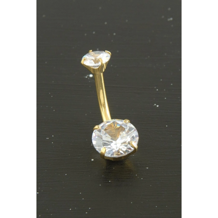 Yuvarlak Zirkon Taşlı Çelik Piercing 1 Adet