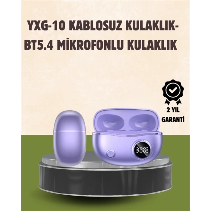 YXG10 Kablosuz Kulaklık – Bluetooth 5.4, Dokunmatik, LED Ekranlı Şarj Kutusu