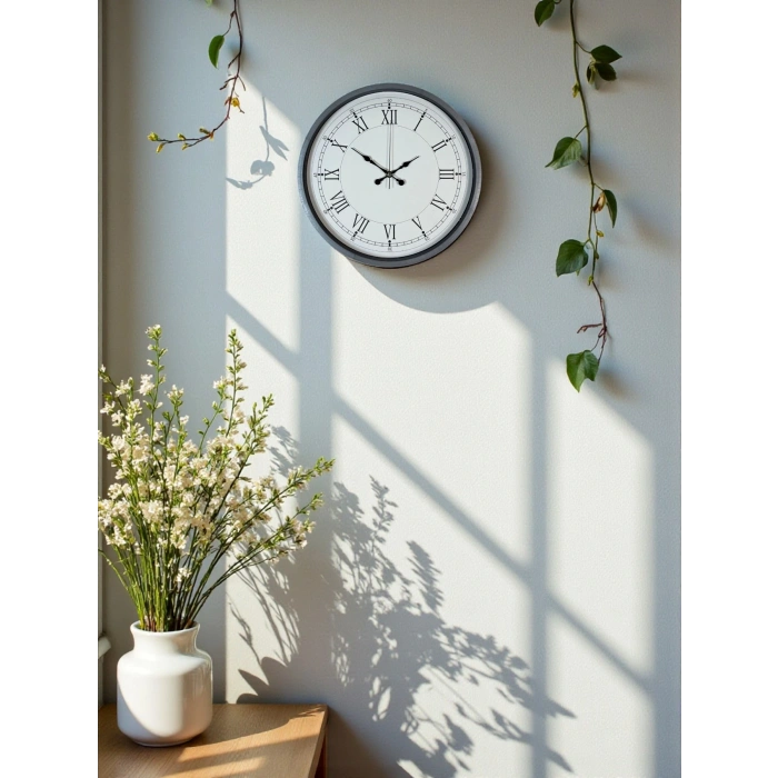 Zentime 36 Cm Gri Dekoratif Duvar Saati