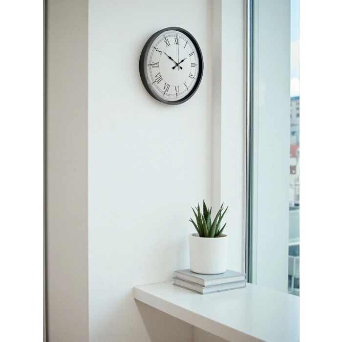 Zentime 36 Cm Gri Dekoratif Duvar Saati