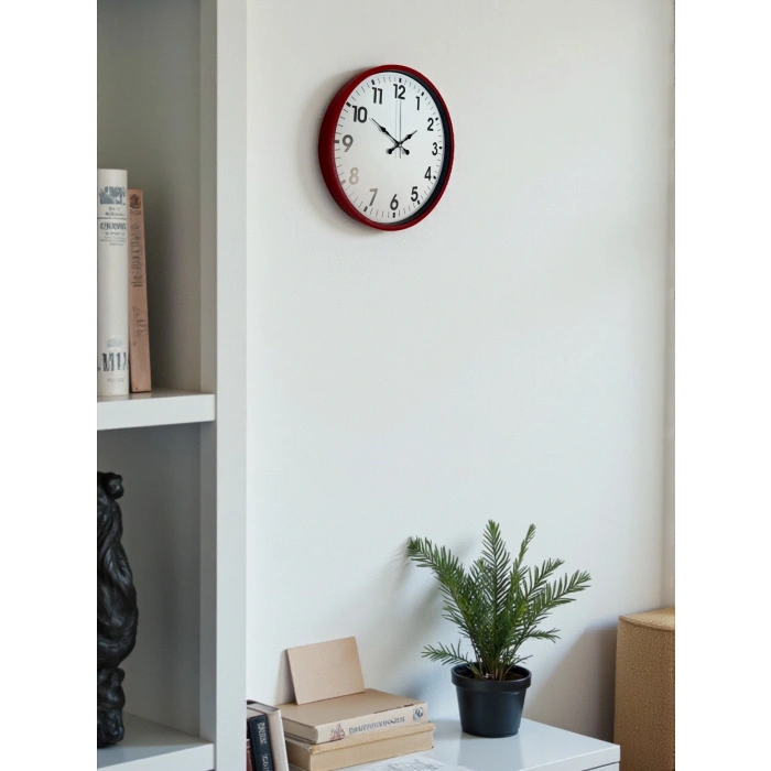 Zentime 36 Cm Kırmızı Dekoratif Duvar Saati