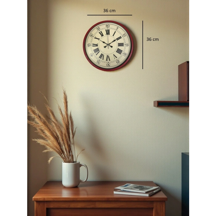 Zentime 36 Cm Kırmızı Dekoratif Duvar Saati