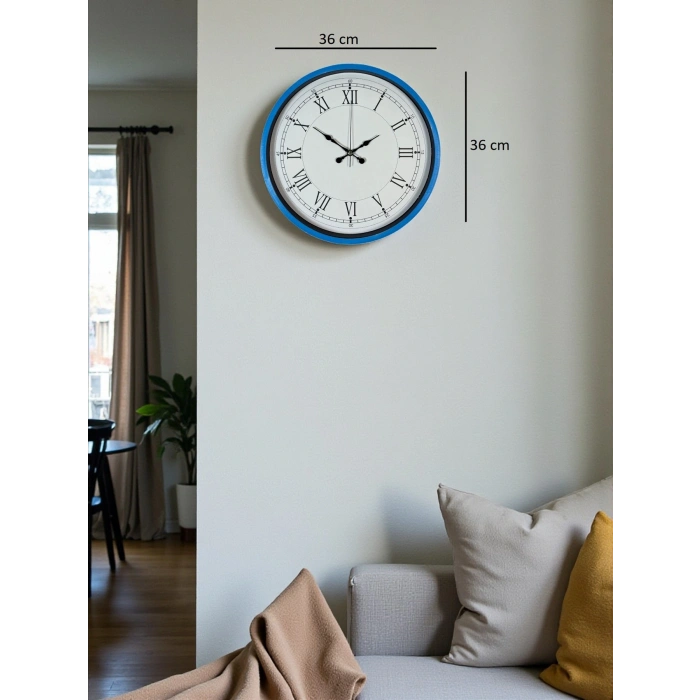 Zentime 36 Cm Mavi Dekoratif Duvar Saati