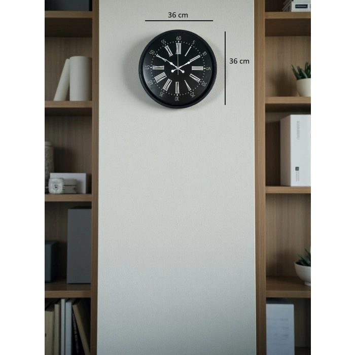 Zentime 36 Cm Siyah Dekoratif Duvar Saati