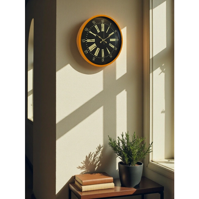 Zentime 36 Cm Turuncu Dekoratif Duvar Saati