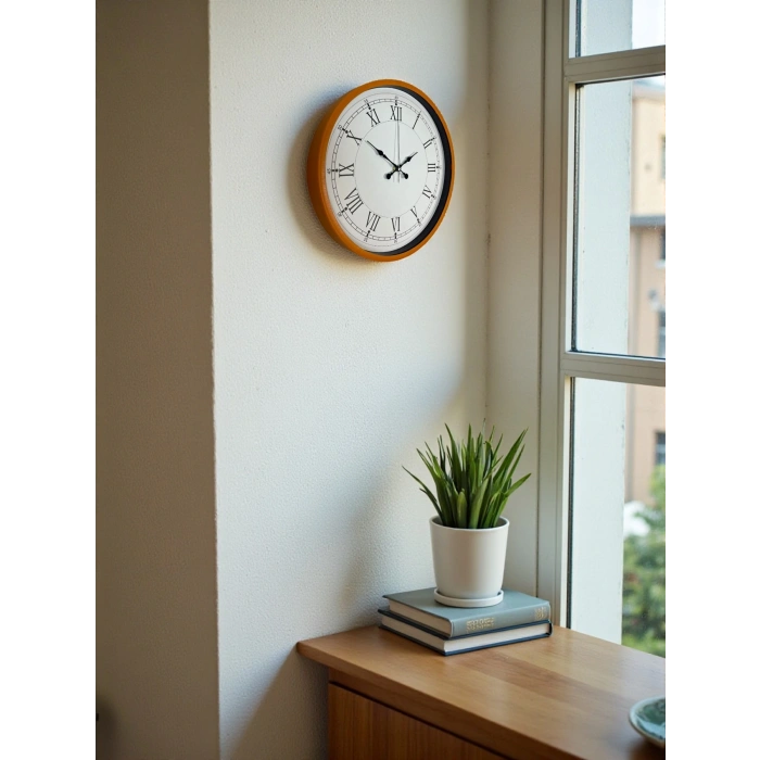 Zentime 36 Cm Turuncu Dekoratif Duvar Saati