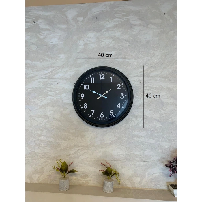 Zentime 40 Cm Siyah Şık Duvar Saati