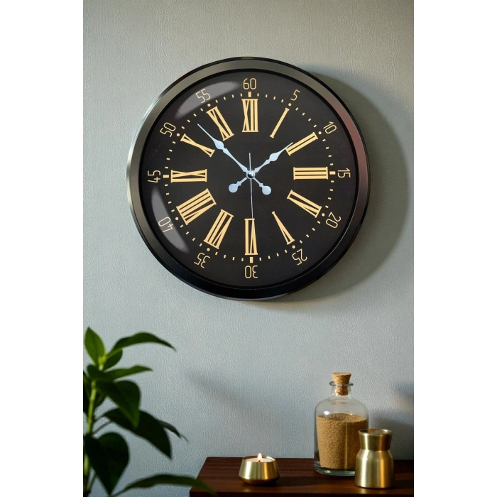 Zentime 52 Cm Siyah Modern Duvar Saati