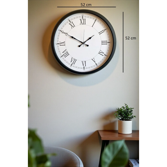 Zentime 52 Cm Siyah Modern Duvar Saati
