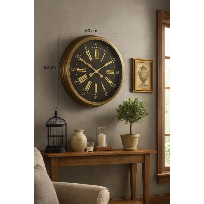 Zentime 60 Cm Eskitme Vintage Duvar Saati