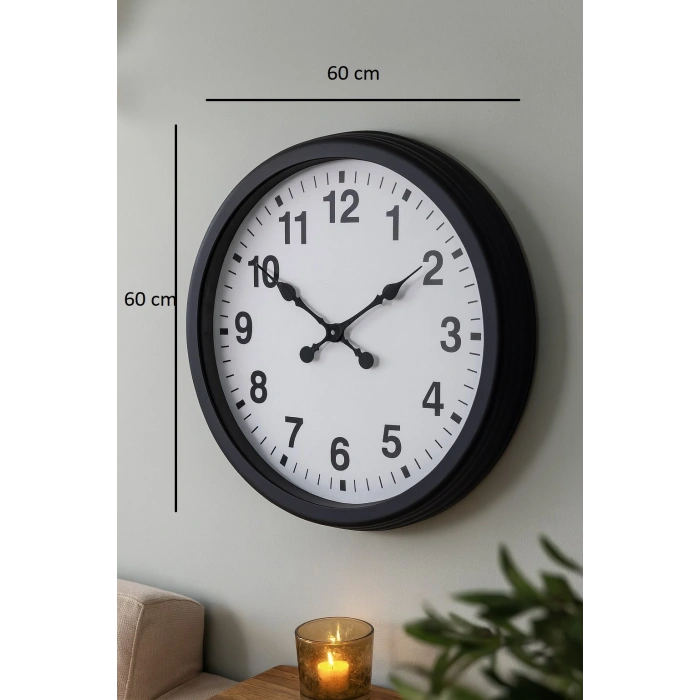 Zentime Black Classic 60 Cm Metal Duvar Saati