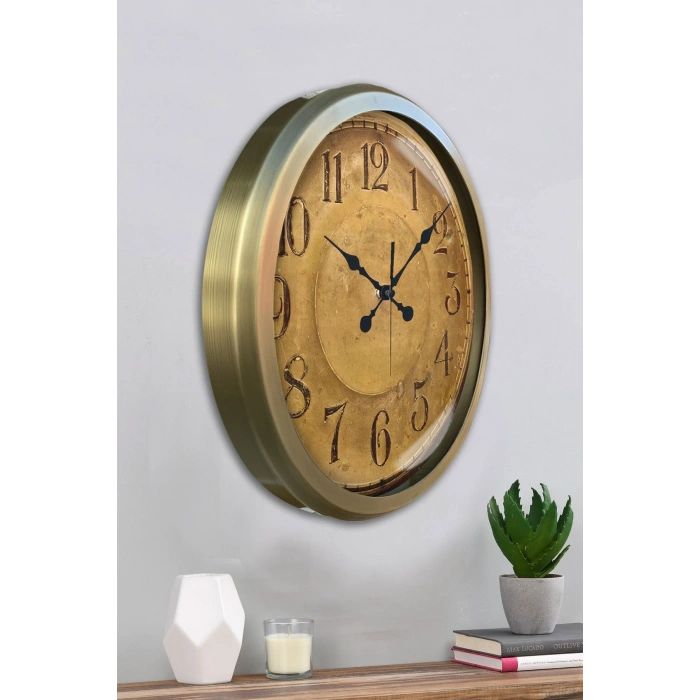 Zentime Bronz Nostalji 52 Cm Metal Eskitme Duvar Saati