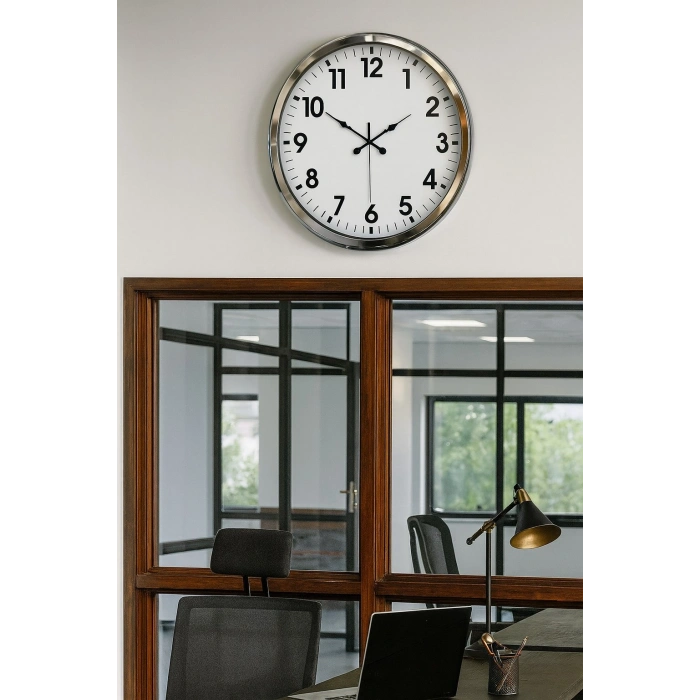 Zentime Krom Şıklık 52 Cm Metal Modern Duvar Saati