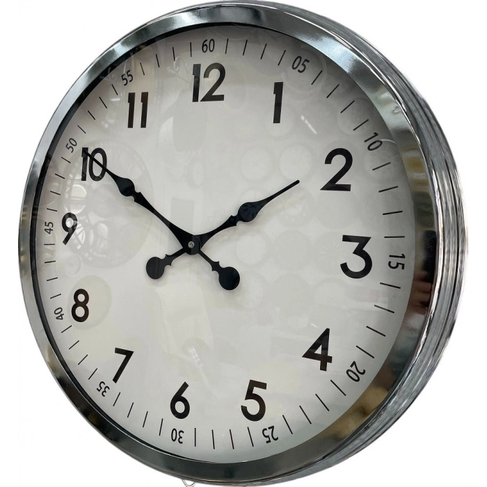 Zentime  Krom Zarif 60 Cm Metal Duvar Saati