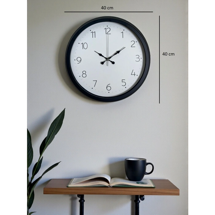 Zentime Pure Time Black 40 Cm Metal Duvar Saati