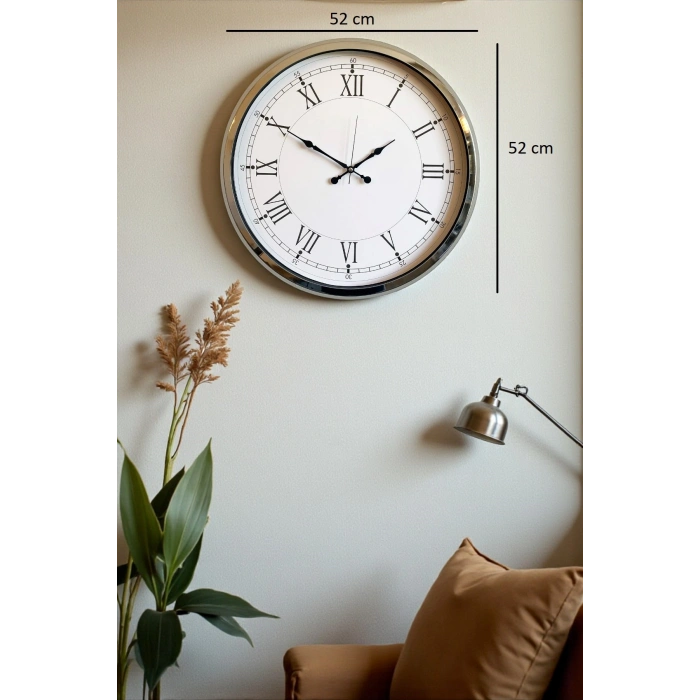 Zentime Roma Zarafeti Krom 52 Cm Metal Duvar Saati