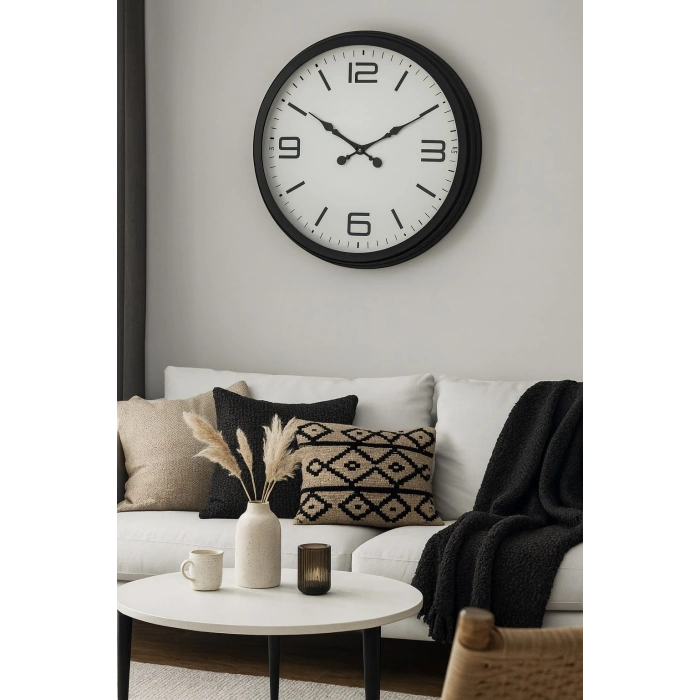 Zentime Siyah Modern Şık 60 Cm Metal Duvar Saati