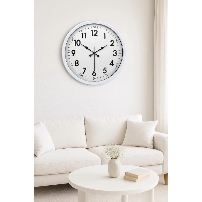 Zentime White Classic 52 Cm Metal Dekoratif Stil Duvar Saati