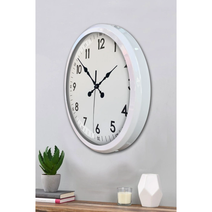 Zentime White Classic 52 Cm Metal Dekoratif Stil Duvar Saati