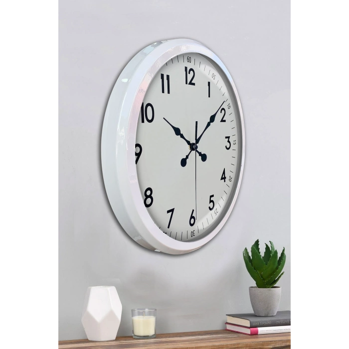 Zentime White Classic 52 Cm Metal Dekoratif Stil Duvar Saati
