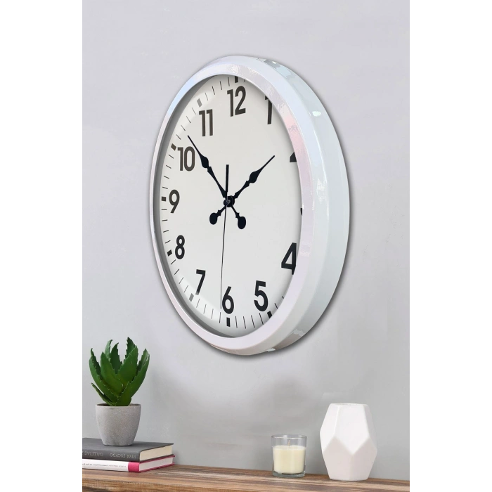 Zentime White Classic Modern 52 Cm Metal Duvar Saati