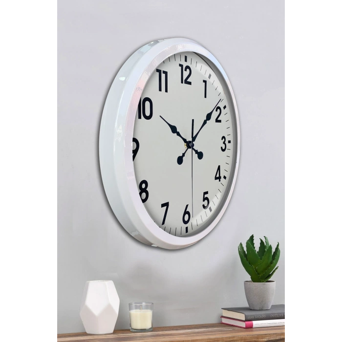 Zentime White Classic Modern 52 Cm Metal Duvar Saati