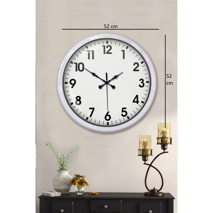 Zentime White Classic Modern 52 Cm Metal Duvar Saati
