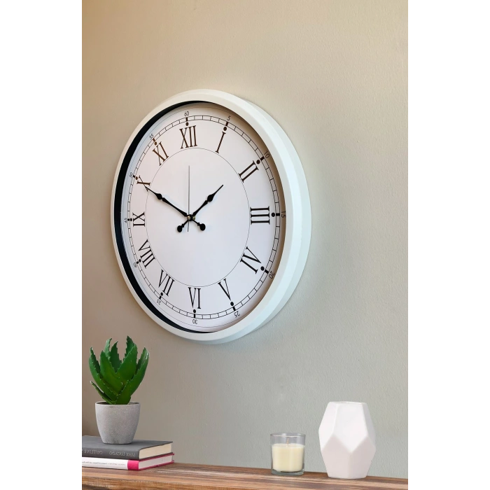 Zentime White Şıklık 52 Cm Metal Duvar Saati