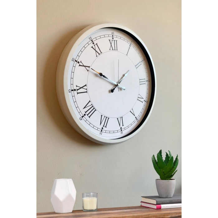 Zentime White Şıklık 52 Cm Metal Duvar Saati