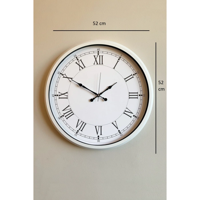 Zentime White Şıklık 52 Cm Metal Duvar Saati