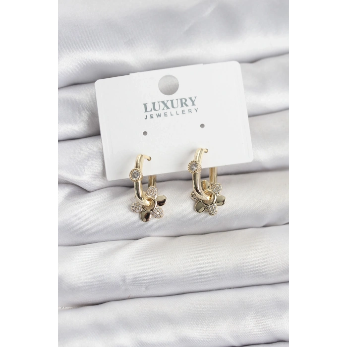 Zirkon Taşlı Pirinç Kadın Göçmen Küpesi