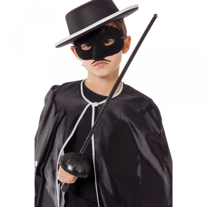 Zorro Kostüm Plastik Aksesuar Seti – Maske ve Kılıç (67 cm) (5047)