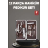 12 Parça Paslanmaz Çelik Kompakt ve Taşınabilir Manikür Makası Tırnak Makası