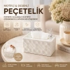 18.4X12.5X9CM BEYAZ YAYLI MASAÜSTÜ DEKORATİF DİKDÖRTGEN PEÇETELİK (5047)