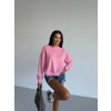 2 iplik bisiklet yaka sweat pembe f2339