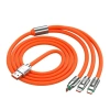 3 in 1 Type-C + Micro Usb + Lightning Hızlı Şarj Kablosu Silikon Kablo 1 Metre Opp Ambalaj (5047)